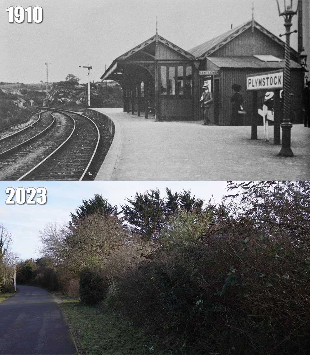 Plymstock Railway Station, Plymouth - Now & Then