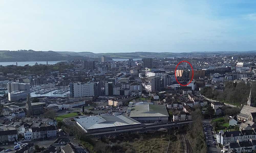 Plymouth Friary from the air