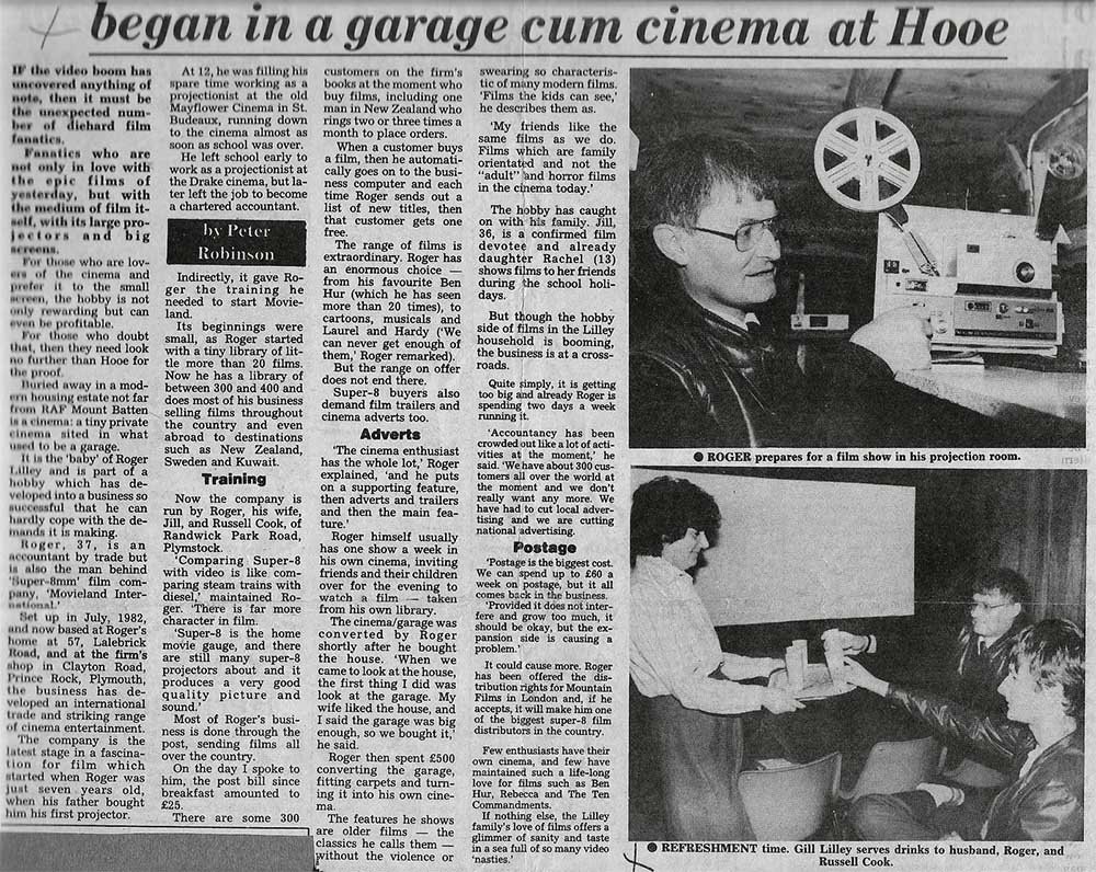 Roger and Jill, in their own home made cinema, which was a converted garage. Taken in 1984.