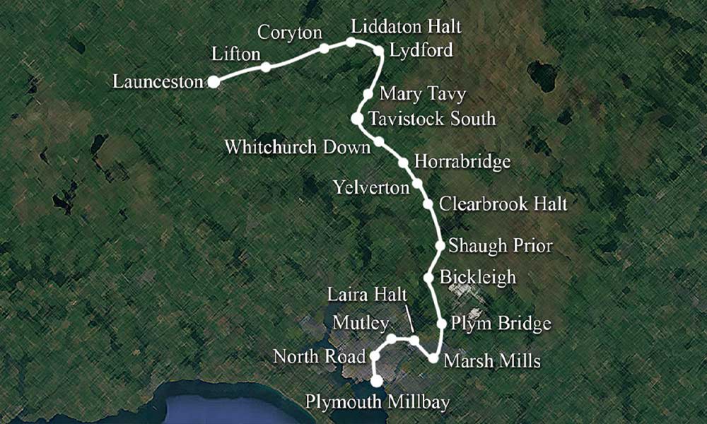 A map of the old Plymouth to Launceston railway branch line
