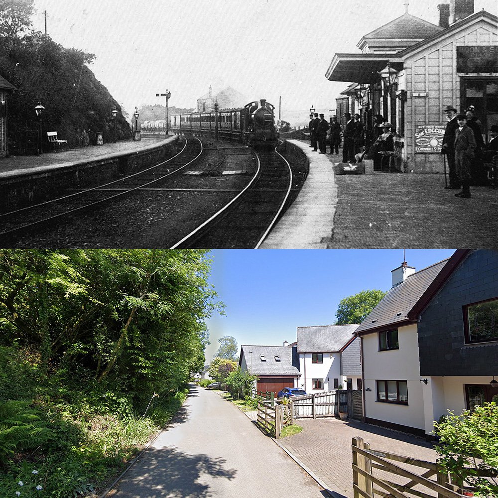 Horrabridge Station, then and now